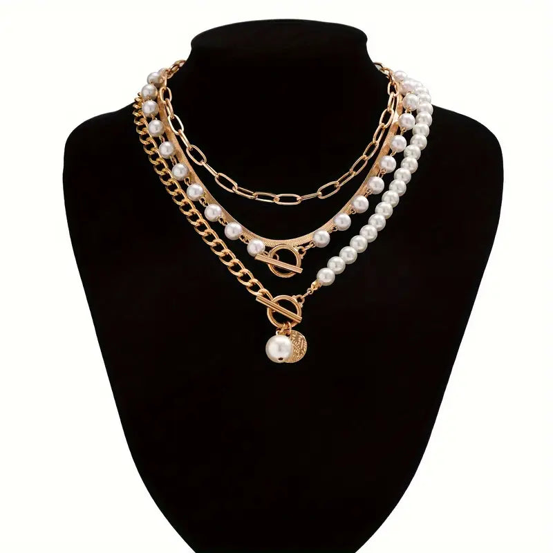 Layered Pearl Necklace Set