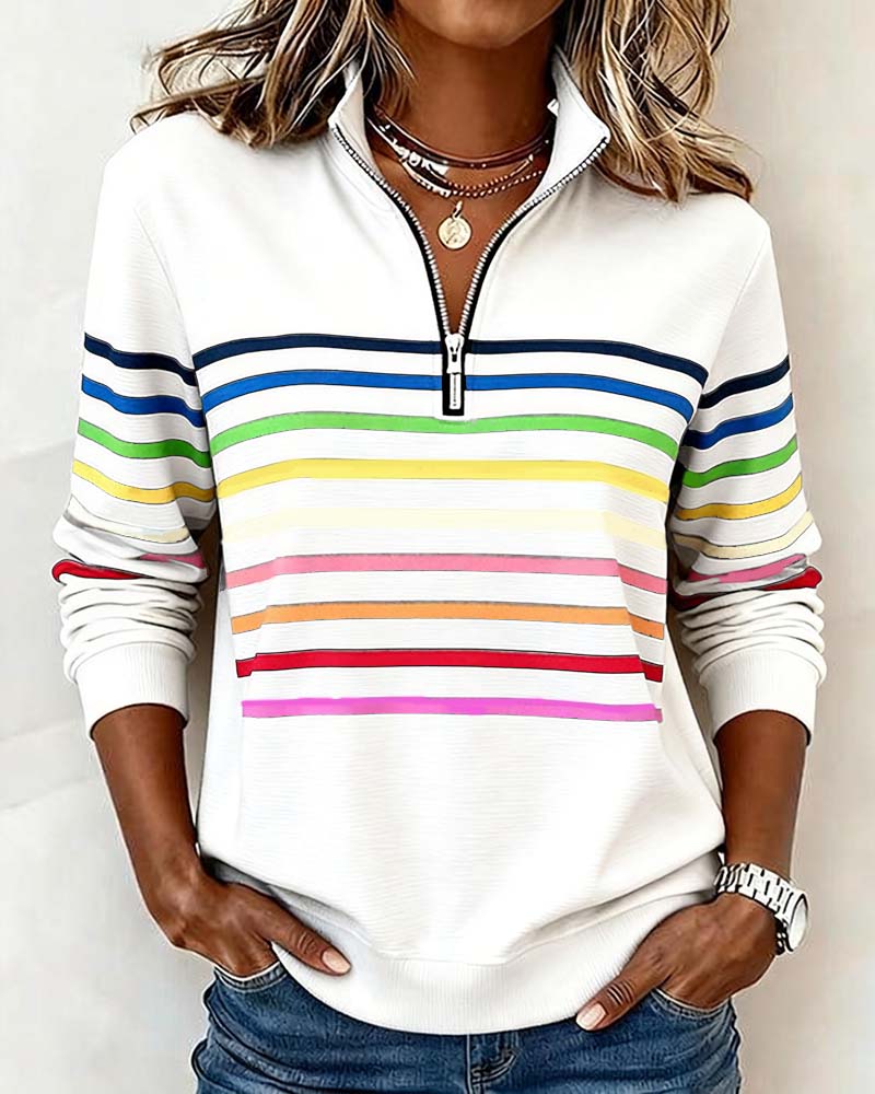 Sharon | Colour-Block Zip-Neck Jumper
