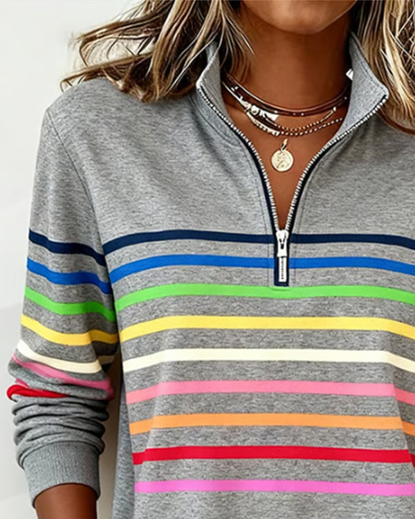 Sharon | Colour-Block Zip-Neck Jumper
