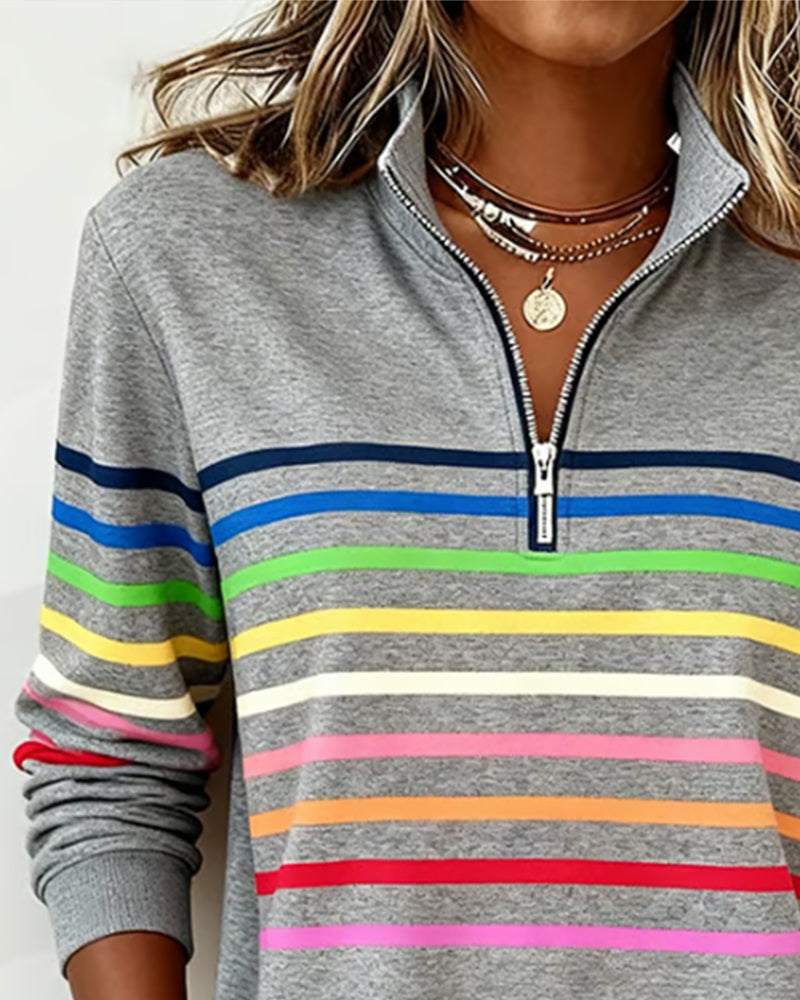 Sharon | Colour-Block Zip-Neck Jumper