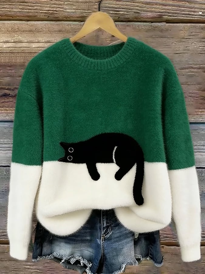 Aileen | Cat Print Oversized Sweatshirt