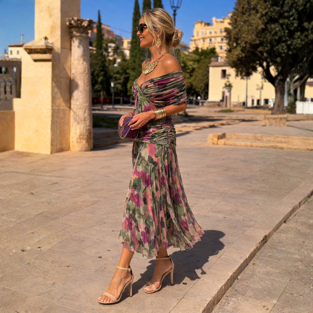 Mikaela | Off-Shoulder Chiffon Maxi Dress