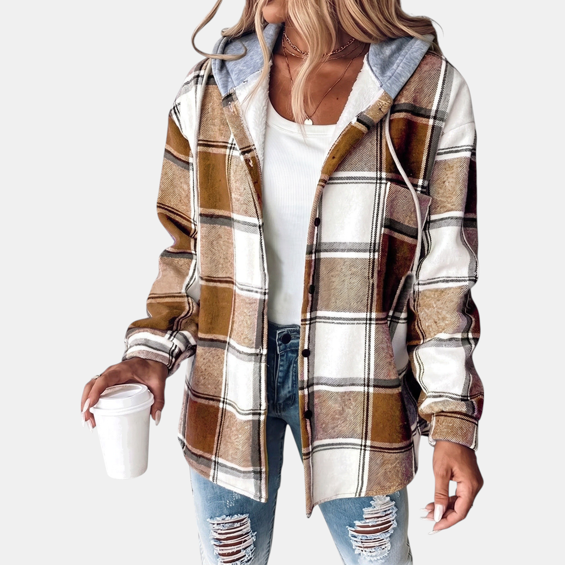 Hooded Plaid Shacket