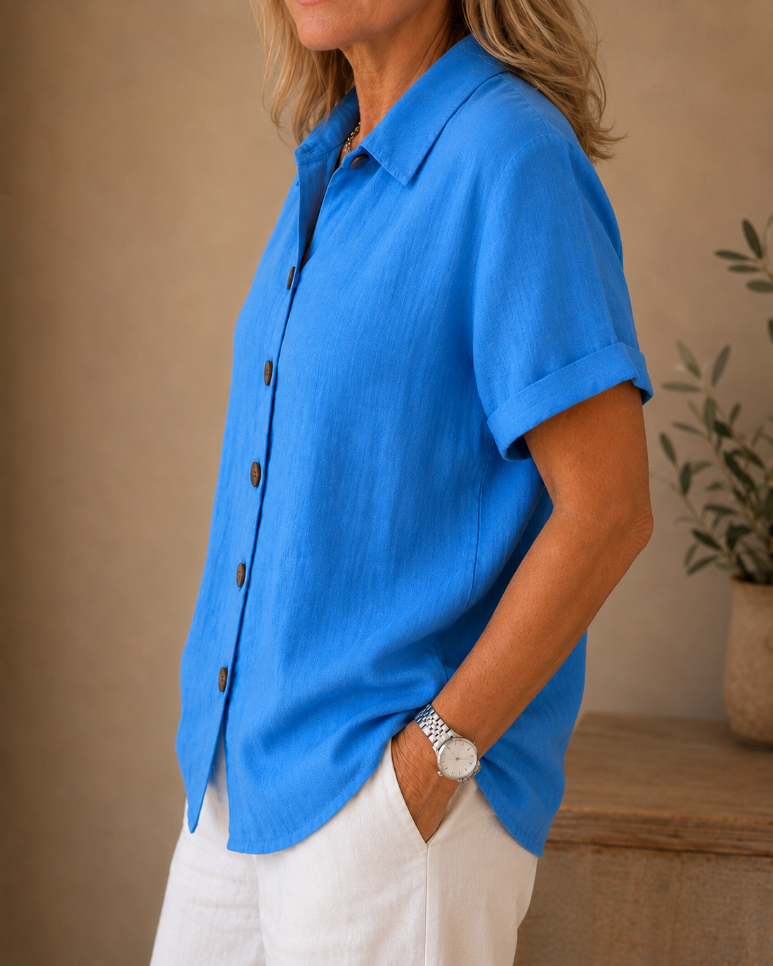 Button-Front Blouse