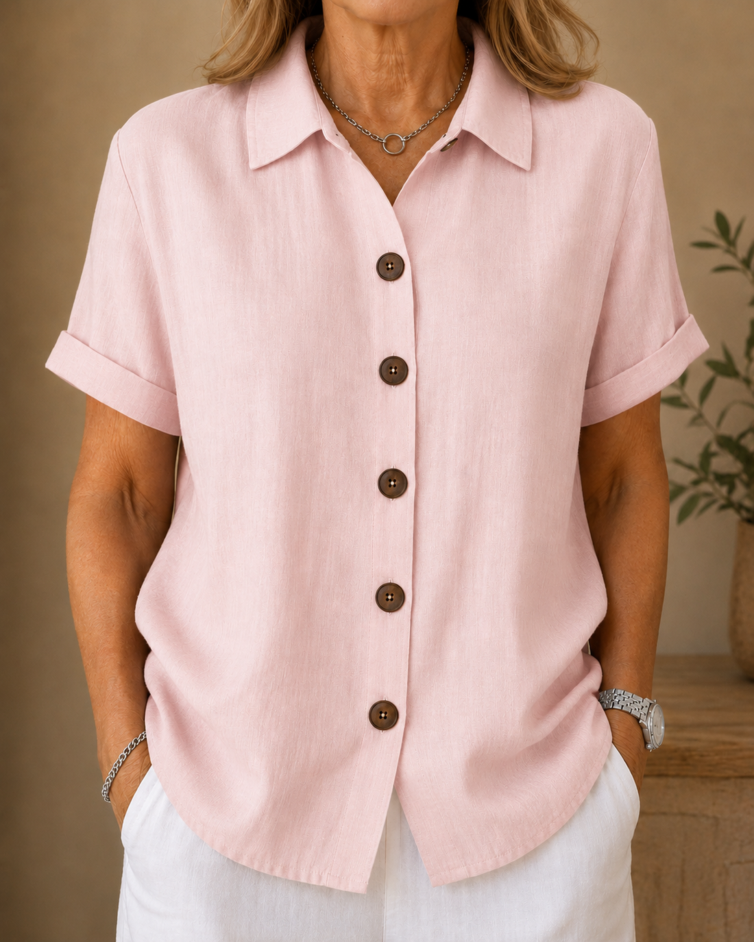 Button-Front Blouse