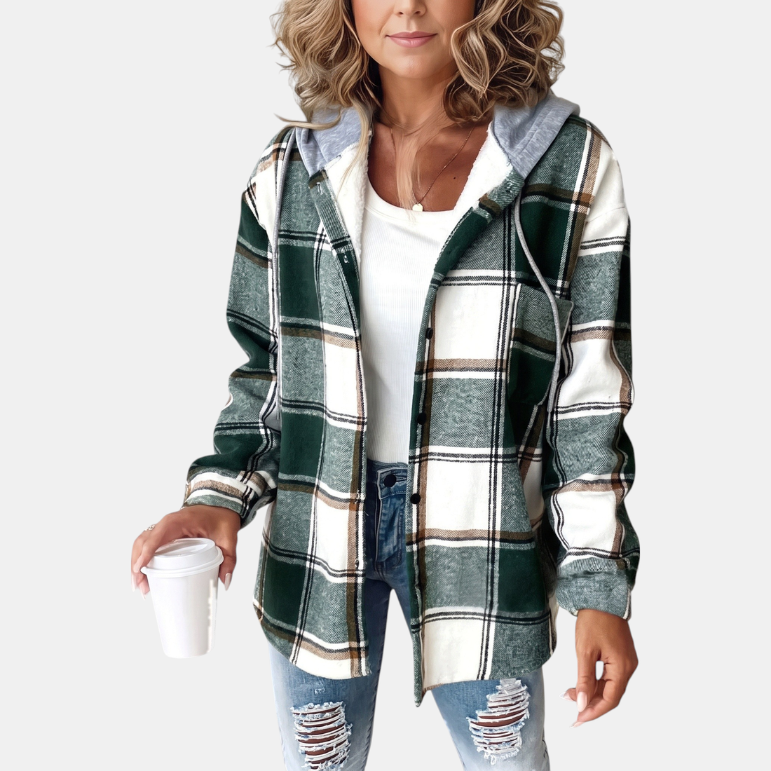 Hooded Plaid Shacket