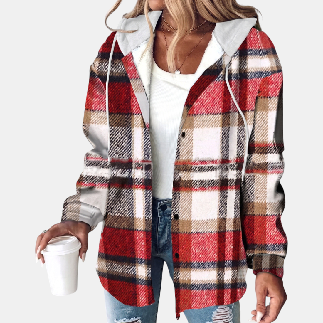 Hooded Plaid Shacket