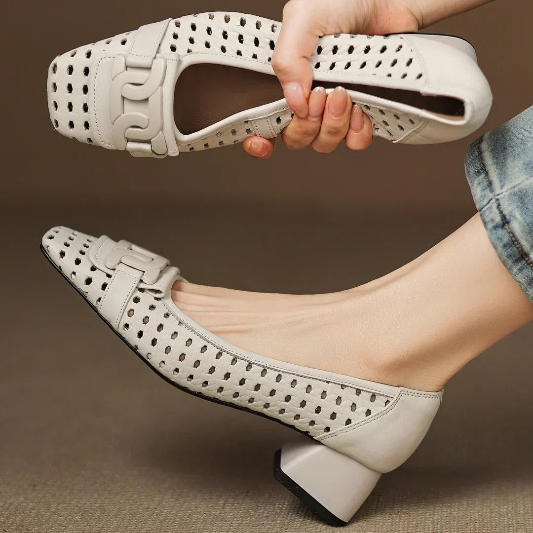 Solea | Woven Square-Toe Heels