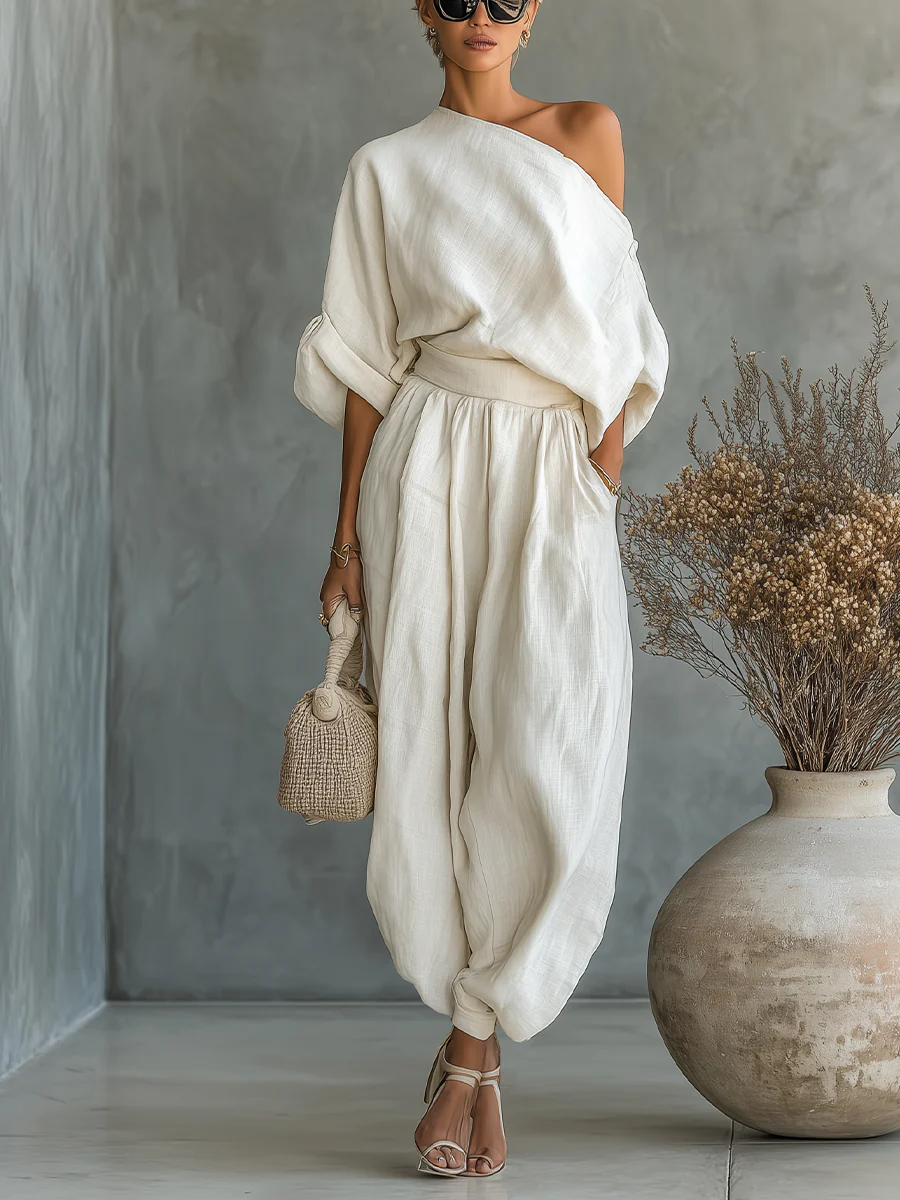 Camila | Off-Shoulder Linen-Look Set