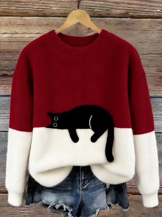 Aileen | Cat Print Oversized Sweatshirt