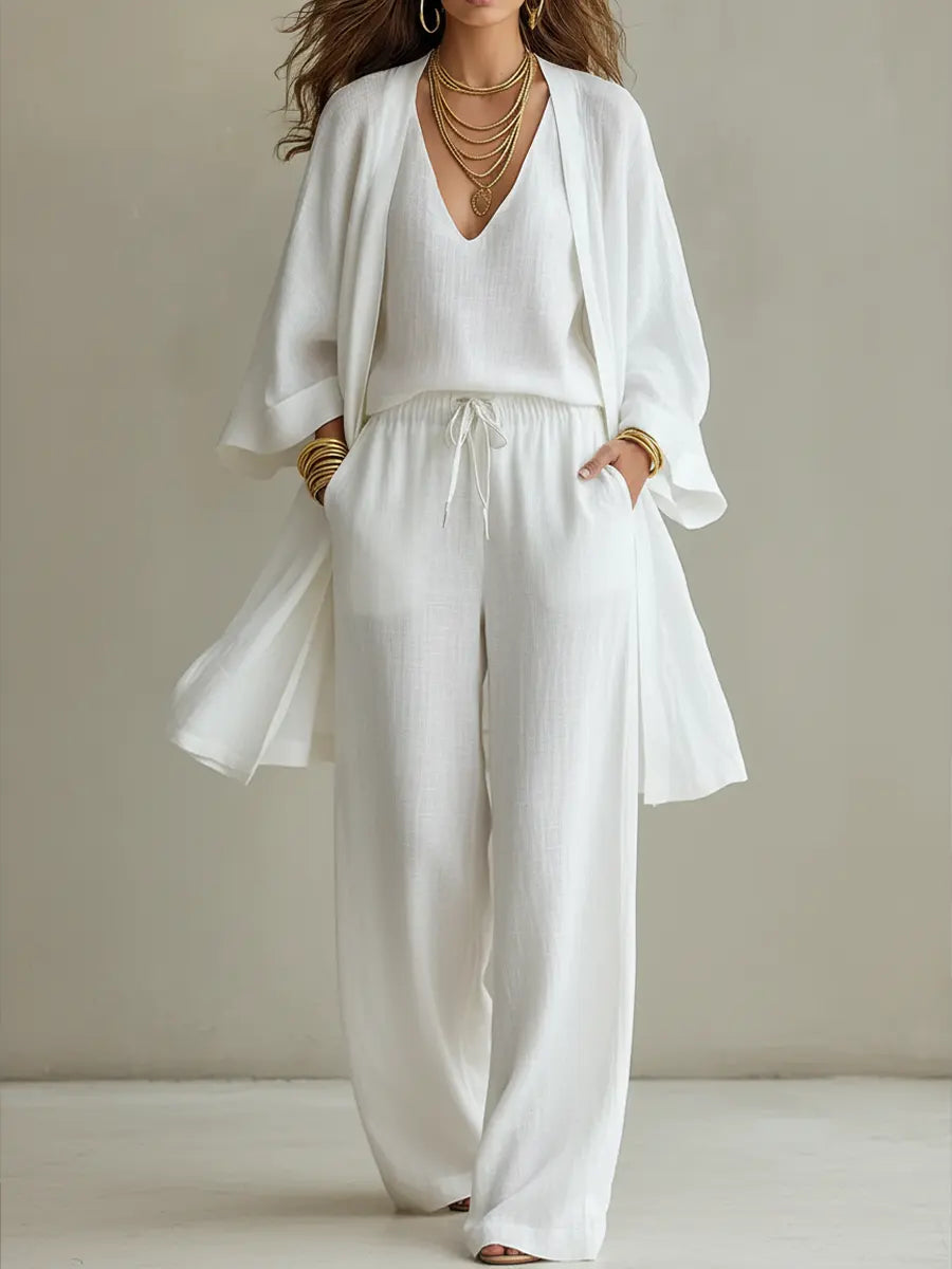 Elena | Three-Piece Linen-Look Set