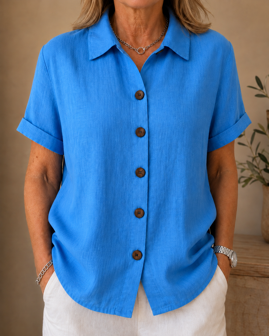 Button-Front Blouse