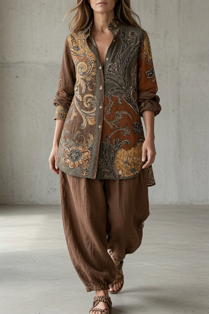 Natalie | Vintage Print Shirt & Trouser Set