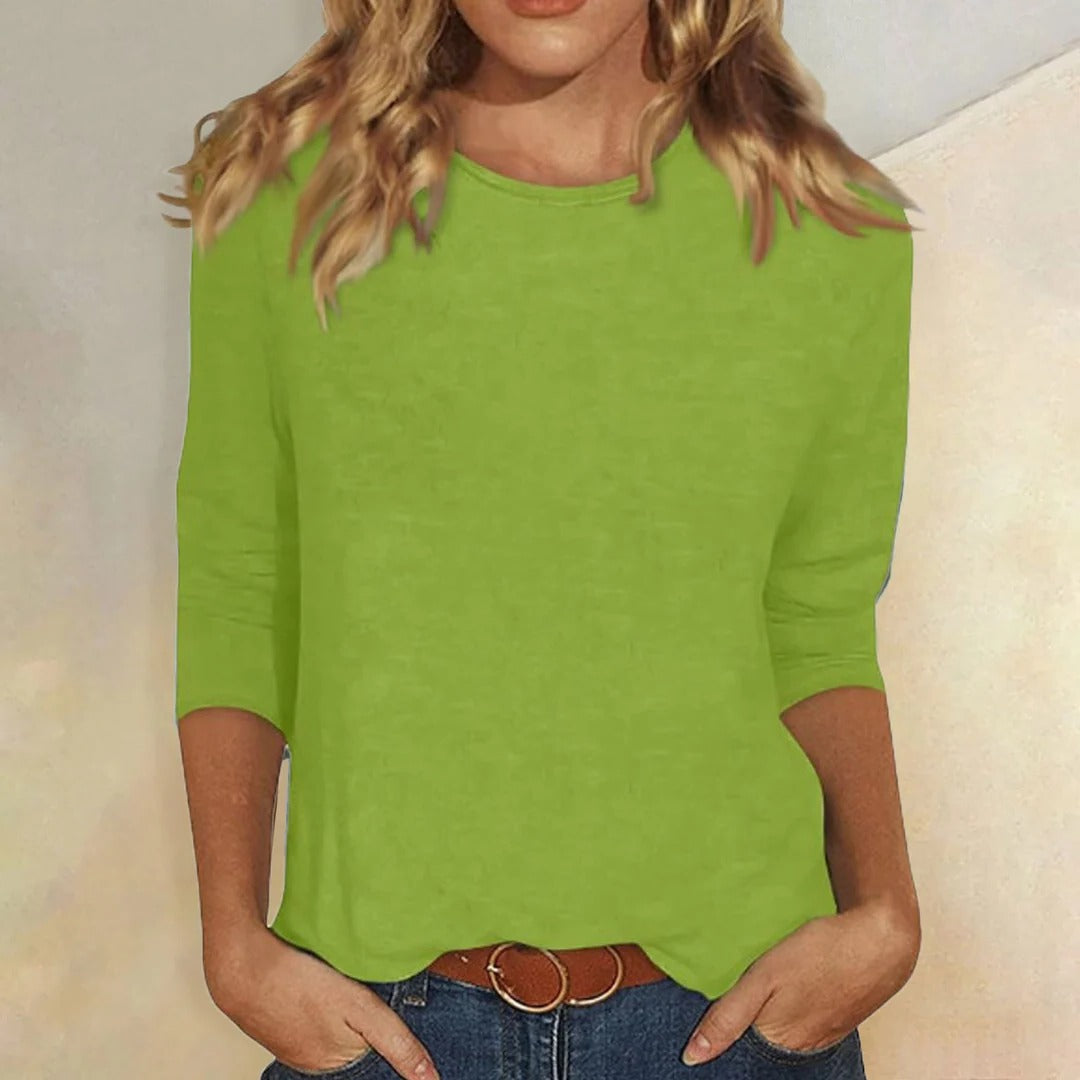 Stella | Three-Quarter Sleeve Crew Neck Top