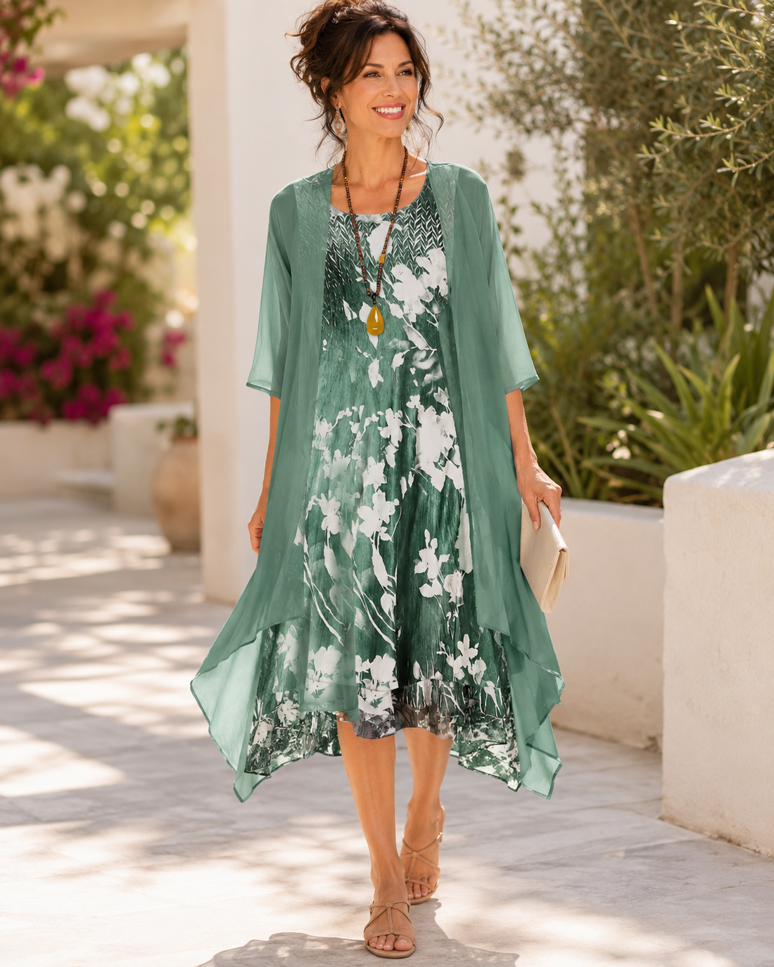 Olivia | Layered Floral Midi Dress