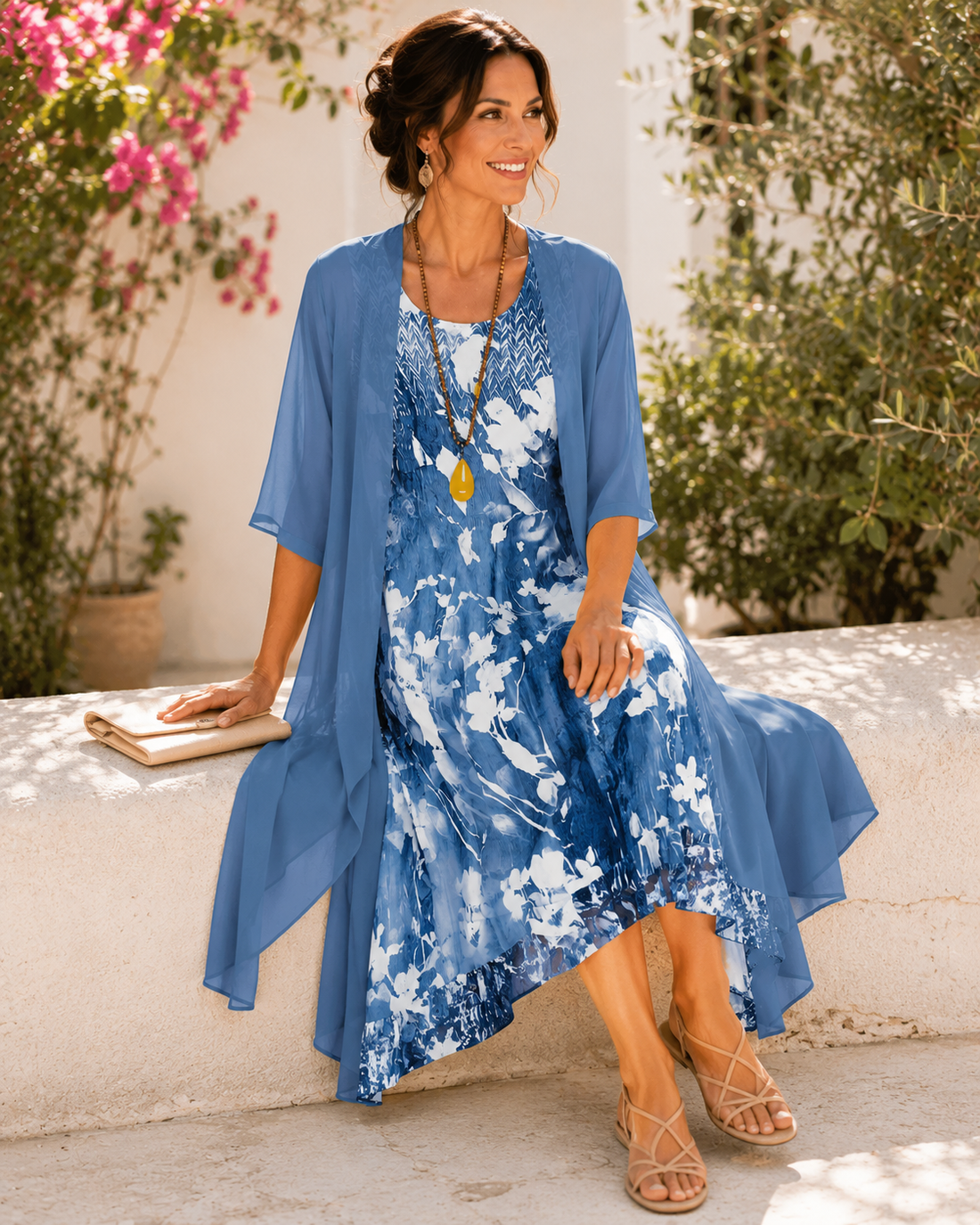 Olivia | Layered Floral Midi Dress