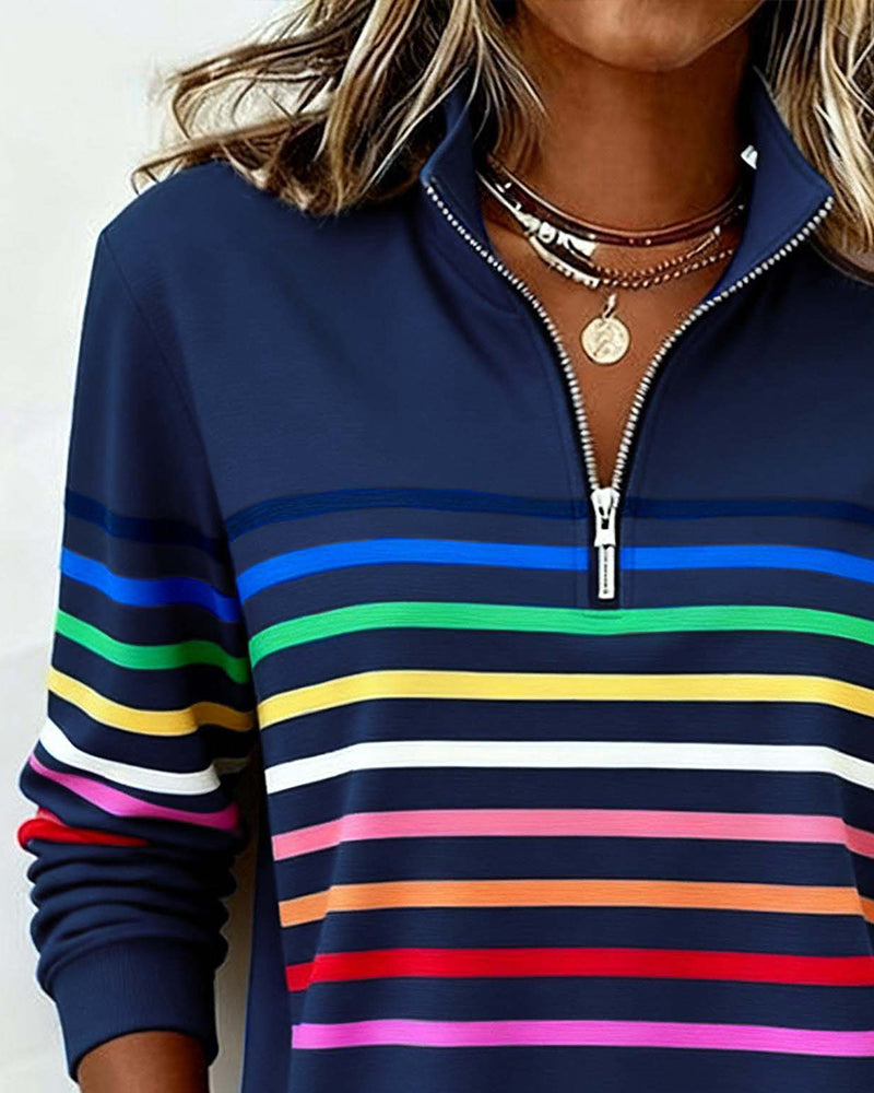Sharon | Colour-Block Zip-Neck Jumper