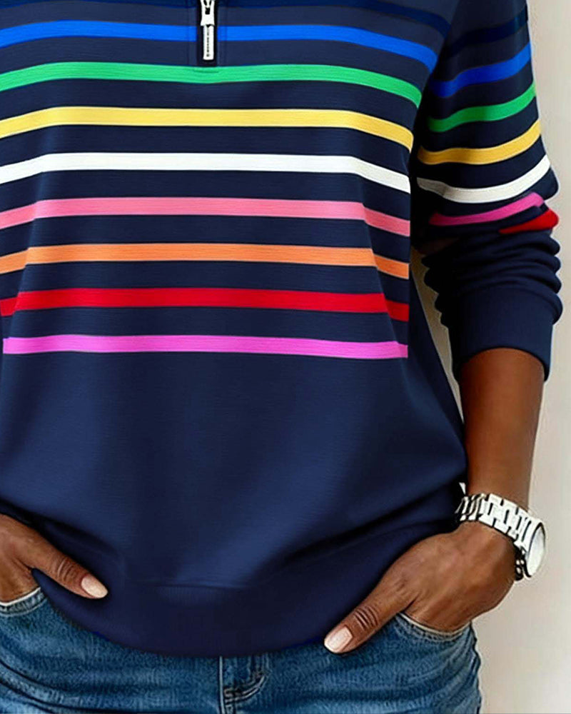 Sharon | Colour-Block Zip-Neck Jumper
