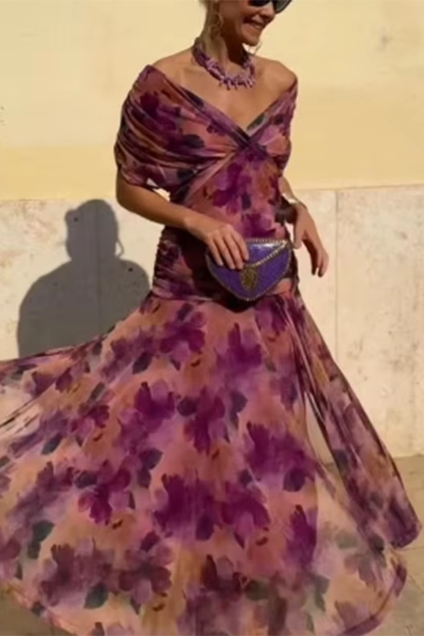 Eloisa | Long Floral Chiffon Dress