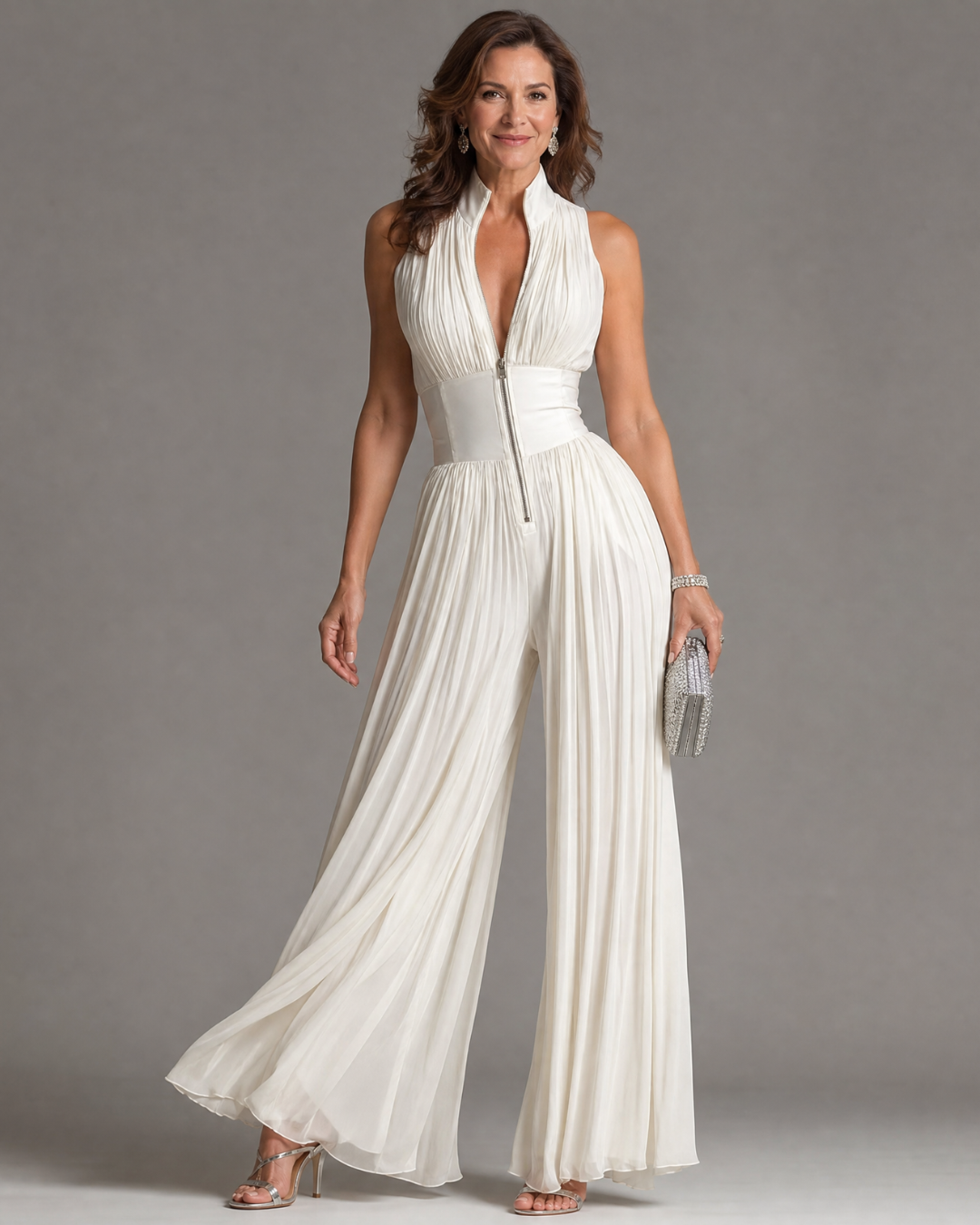 Zakira | Pleated Halter Jumpsuit