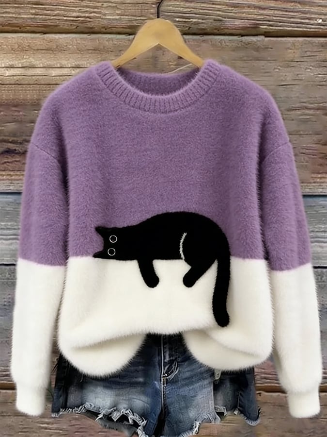 Aileen | Cat Print Oversized Sweatshirt