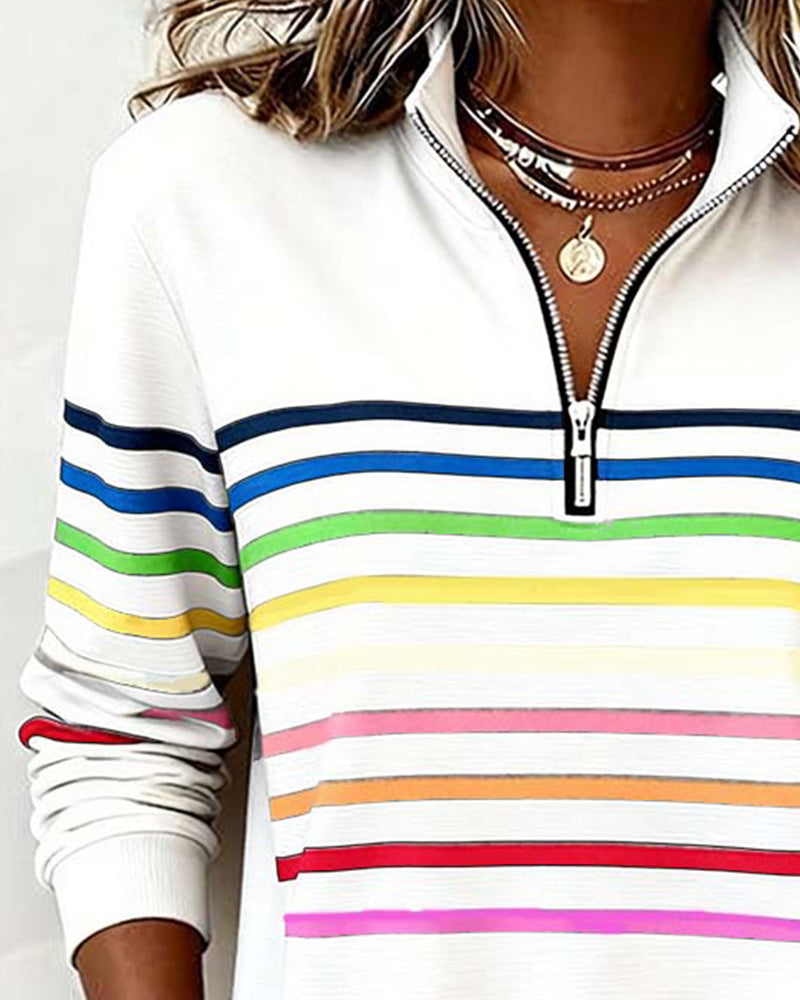 Sharon | Colour-Block Zip-Neck Jumper