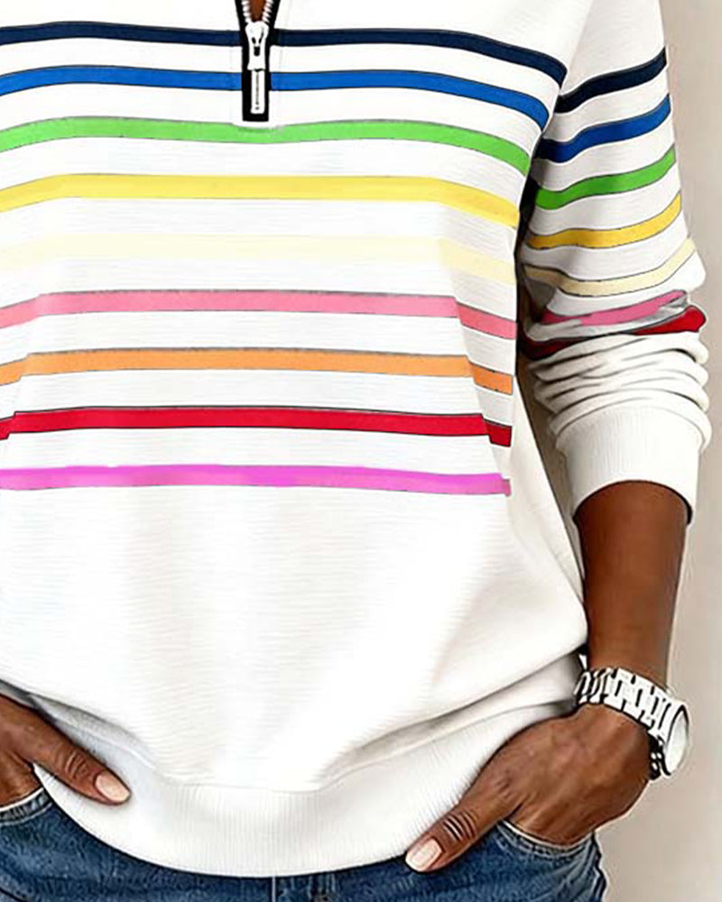 Sharon | Colour-Block Zip-Neck Jumper