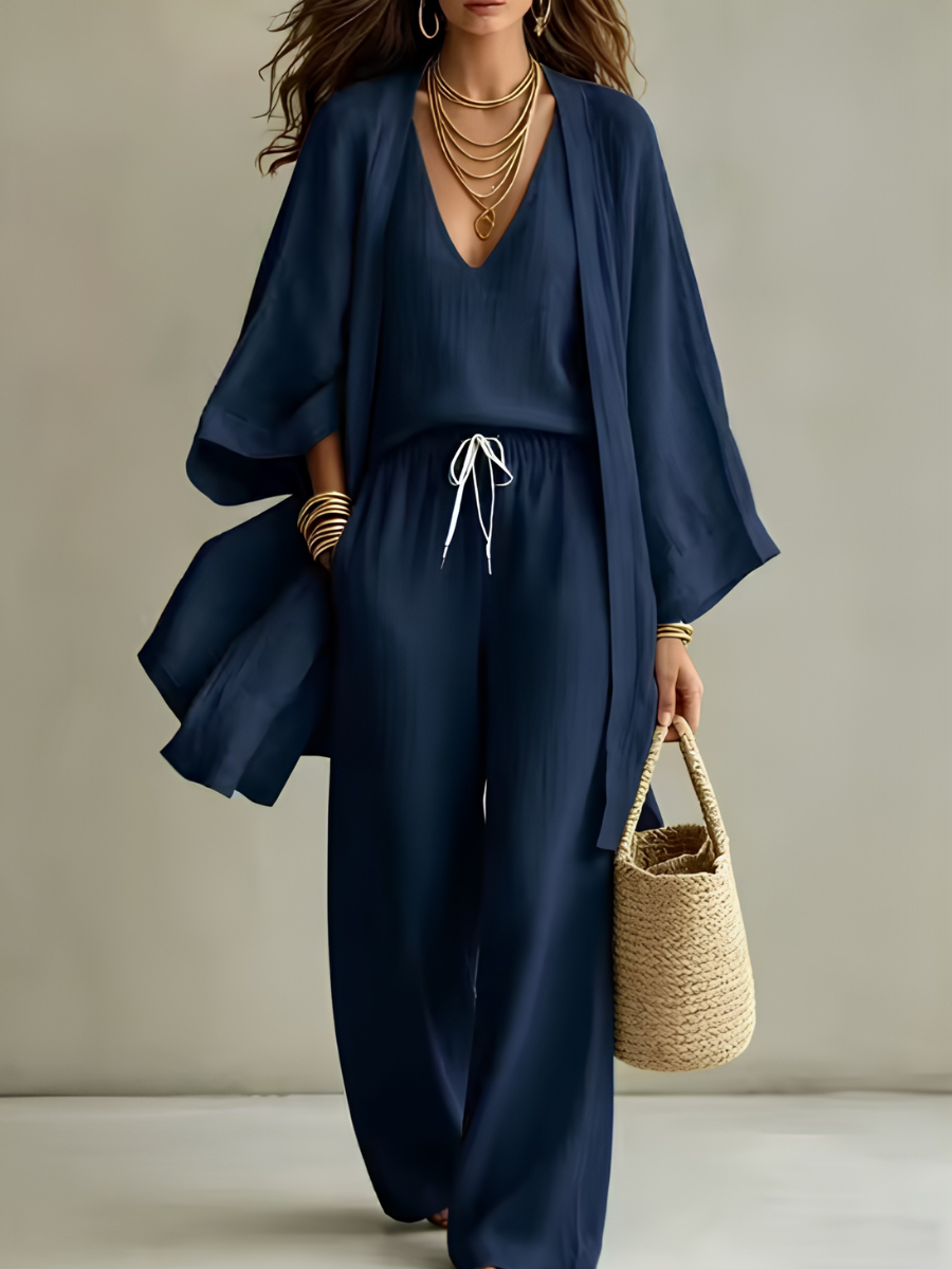 Elena | Three-Piece Linen-Look Set