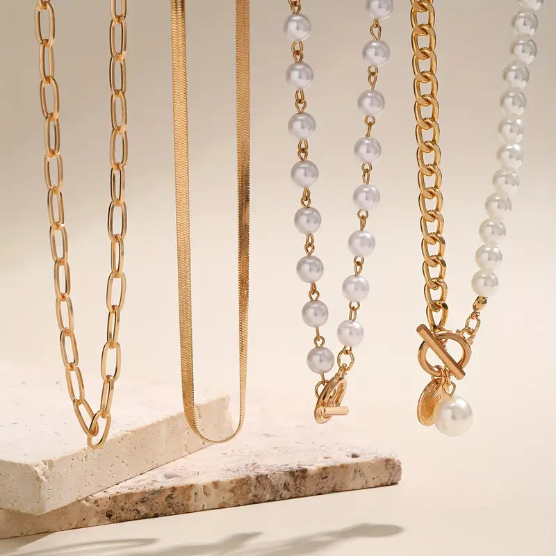 Layered Pearl Necklace Set