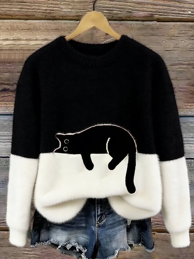 Aileen | Cat Print Oversized Sweatshirt