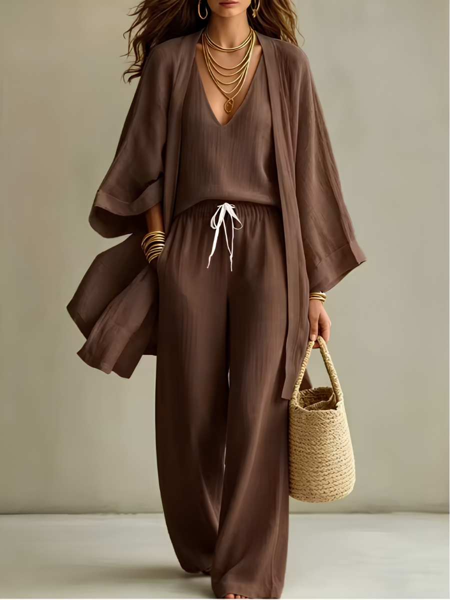 Elena | Three-Piece Linen-Look Set