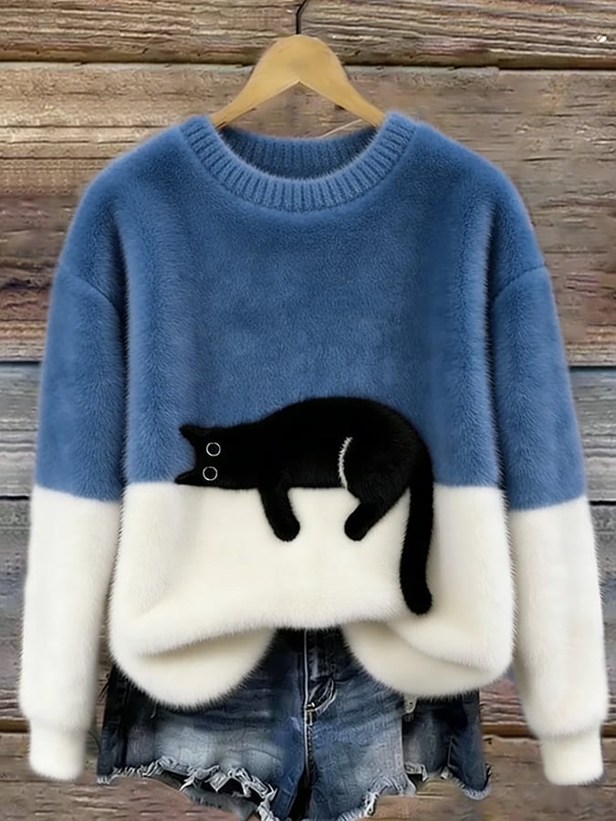 Aileen | Cat Print Oversized Sweatshirt