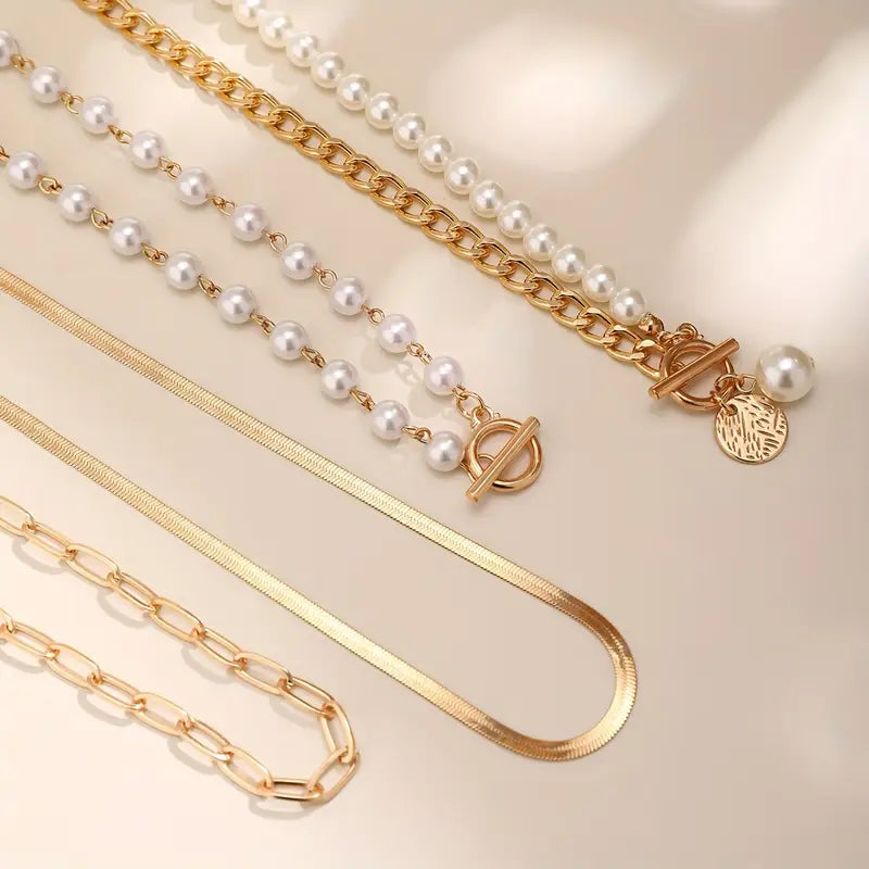 Layered Pearl Necklace Set