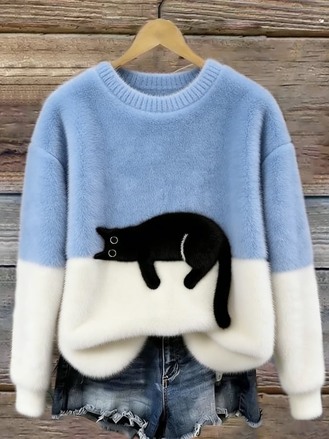 Aileen | Cat Print Oversized Sweatshirt