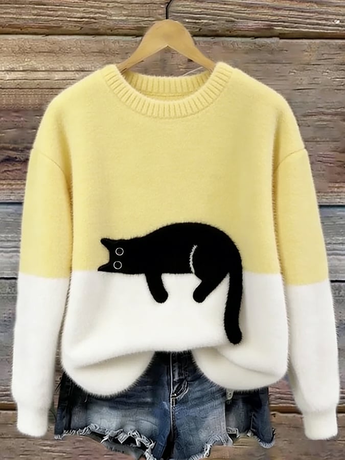 Aileen | Cat Print Oversized Sweatshirt