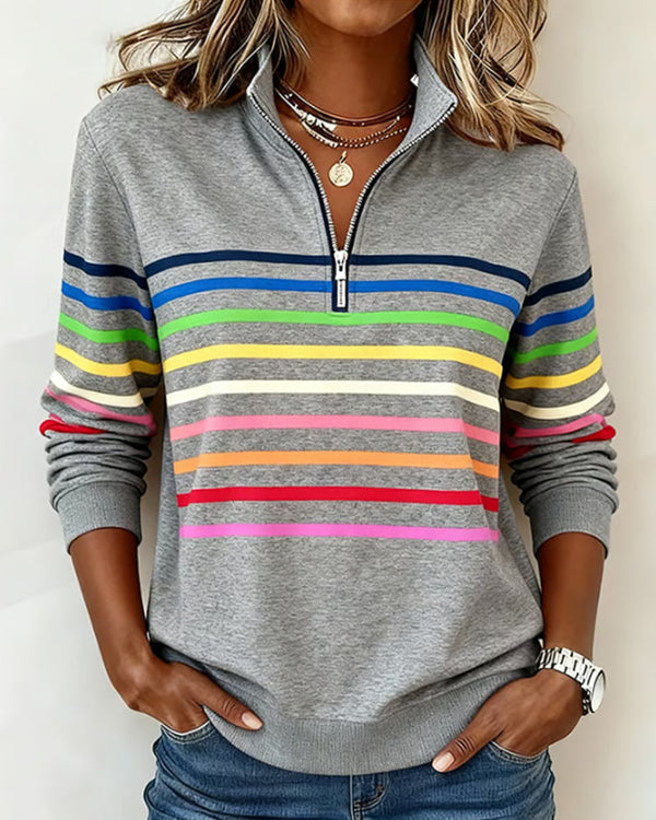 Sharon | Colour-Block Zip-Neck Jumper