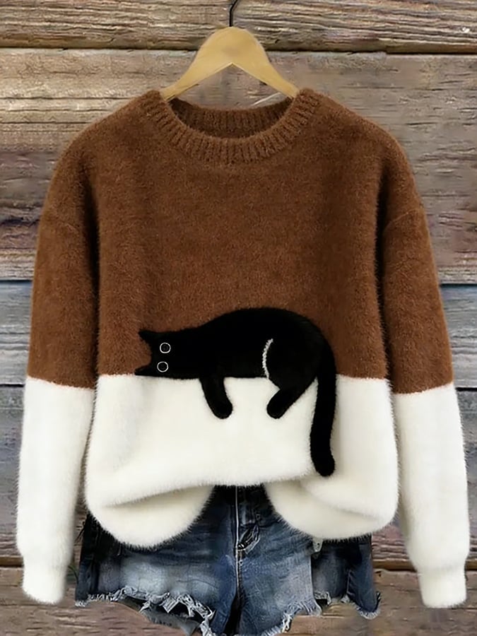 Aileen | Cat Print Oversized Sweatshirt