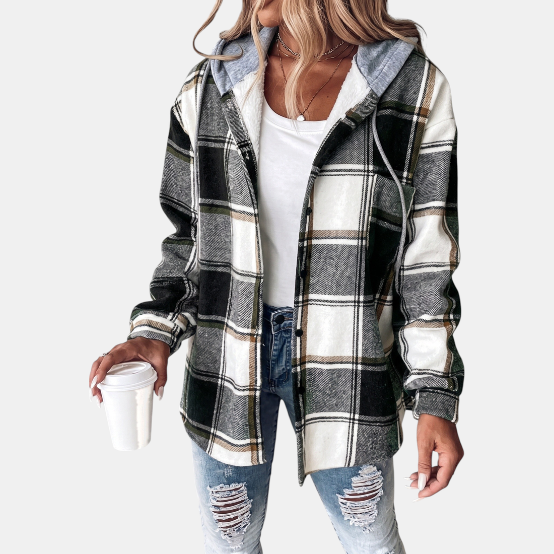 Hooded Plaid Shacket