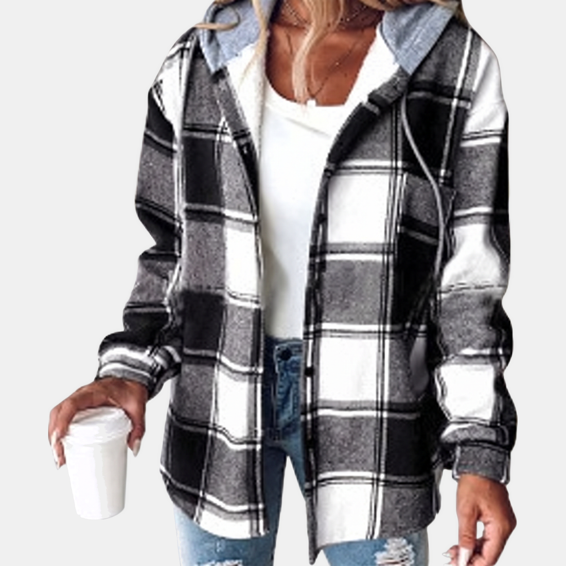 Hooded Plaid Shacket