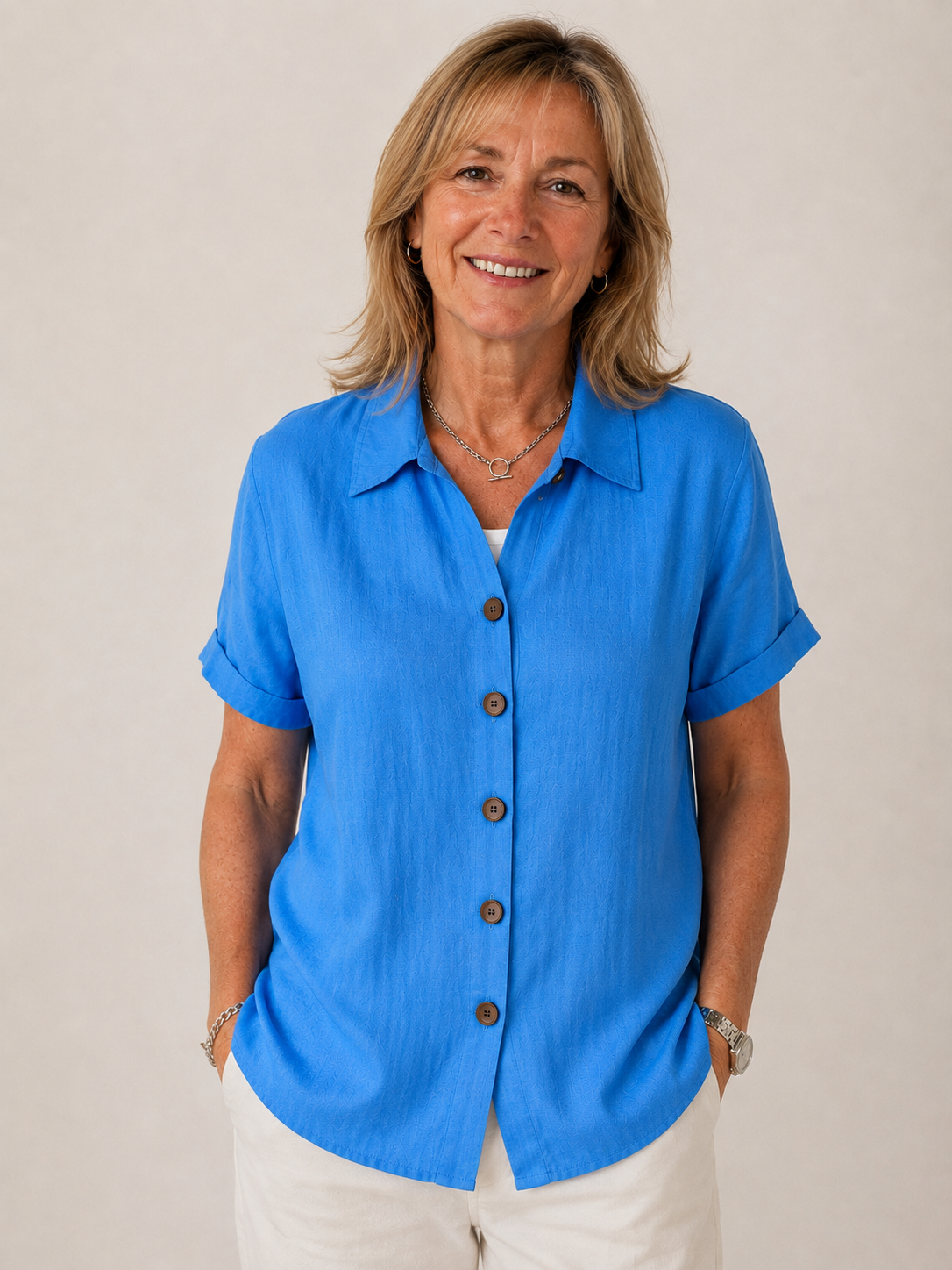 Button-Front Blouse