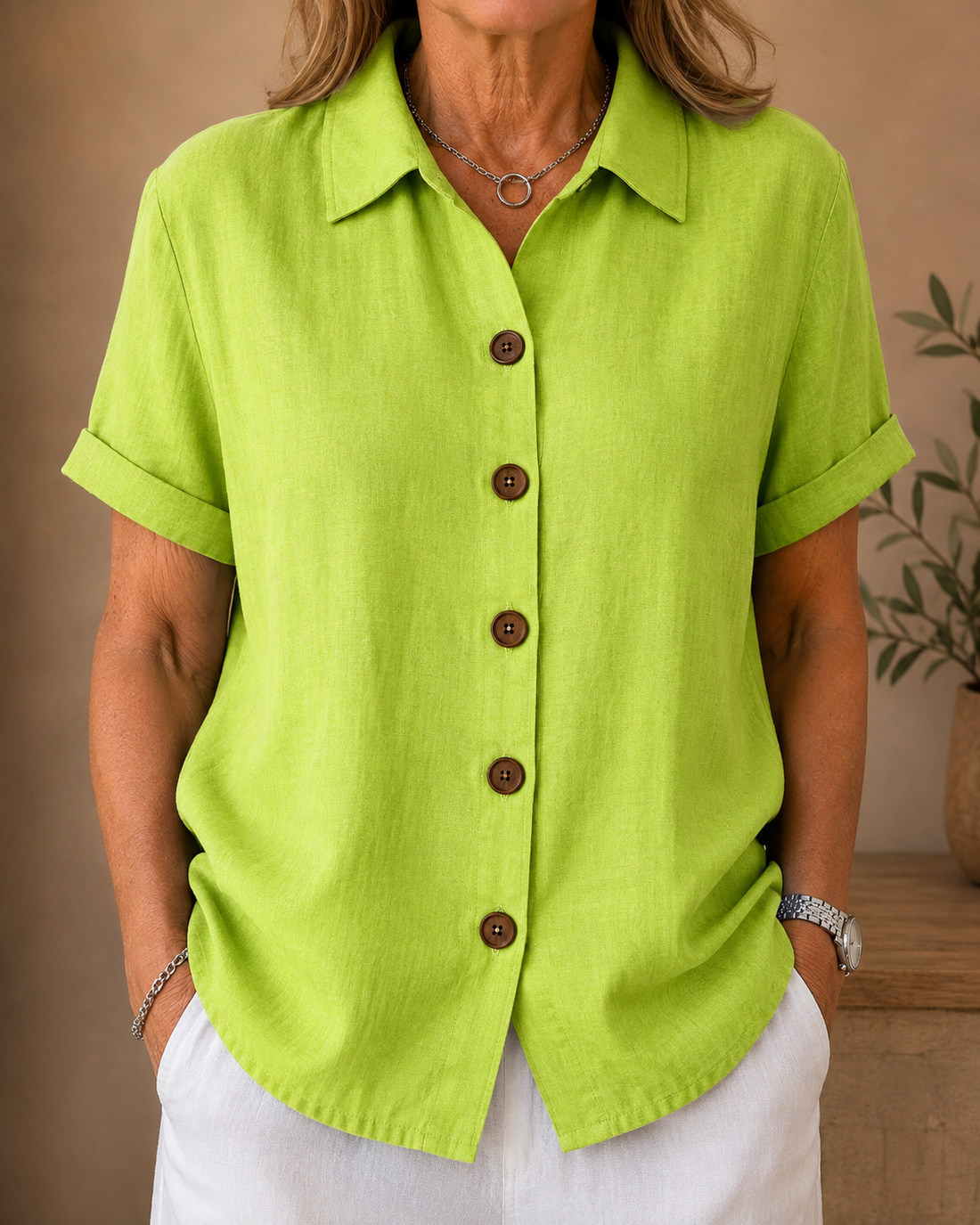Button-Front Blouse
