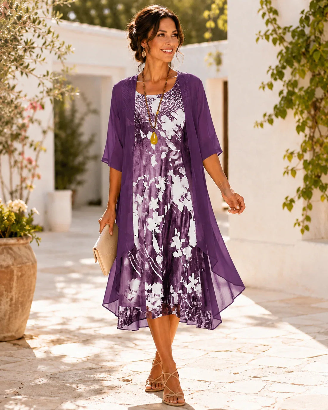 Olivia | Layered Floral Midi Dress