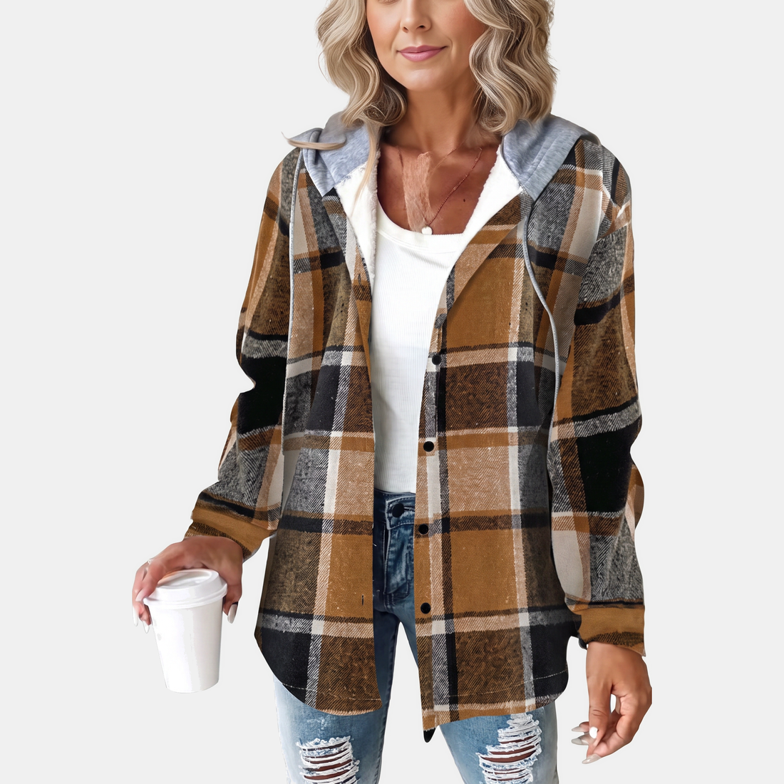 Hooded Plaid Shacket