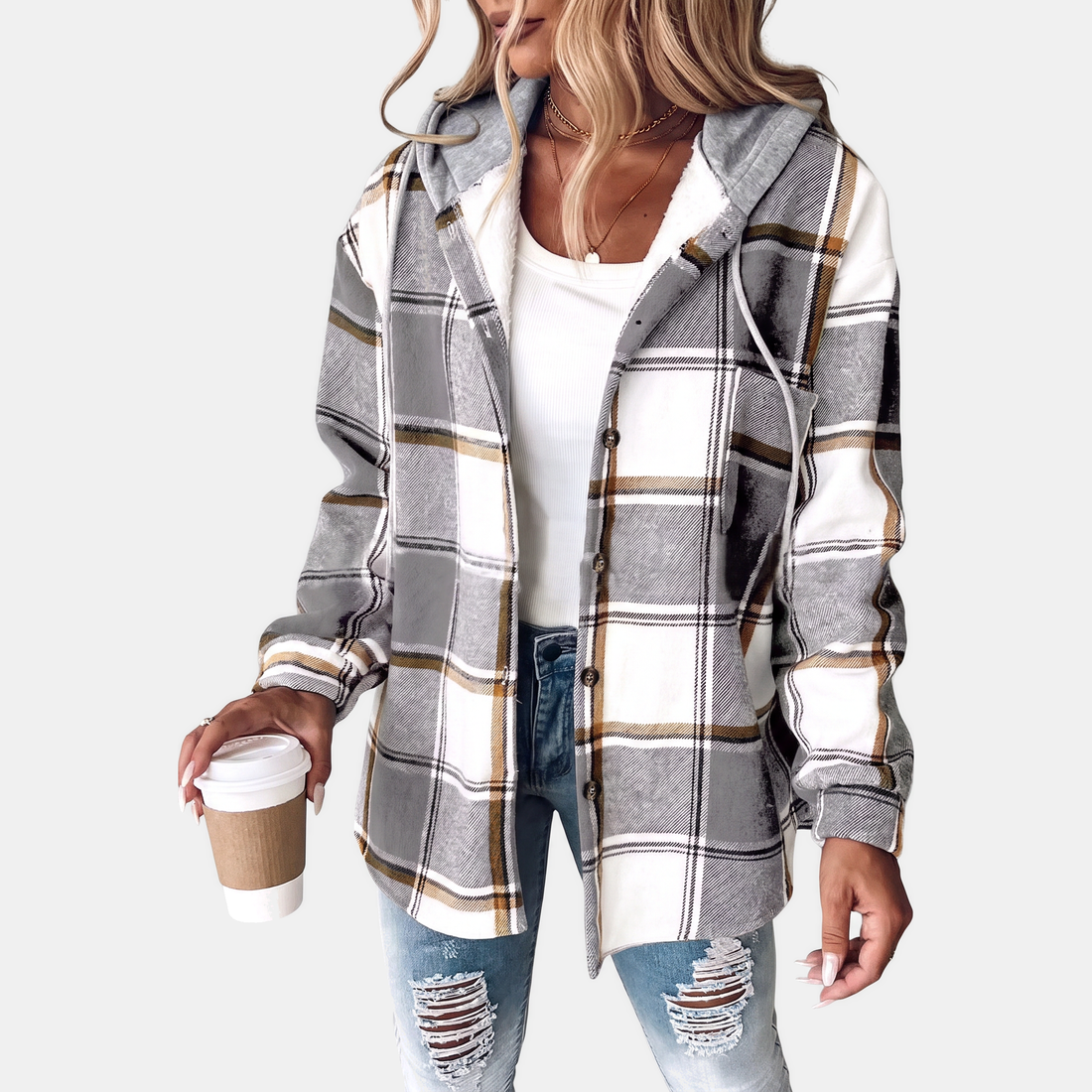 Hooded Plaid Shacket