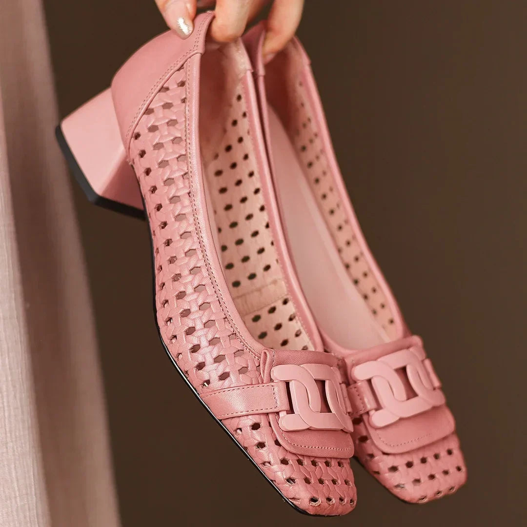 Solea | Woven Square-Toe Heels