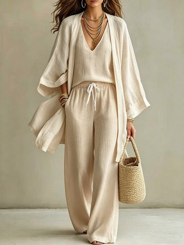 Elena | Three-Piece Linen-Look Set
