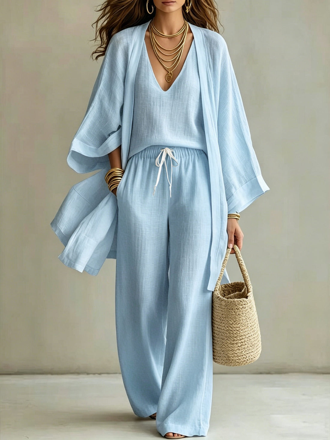 Elena | Three-Piece Linen-Look Set