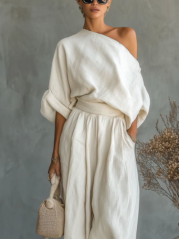 Camila | Off-Shoulder Linen-Look Set
