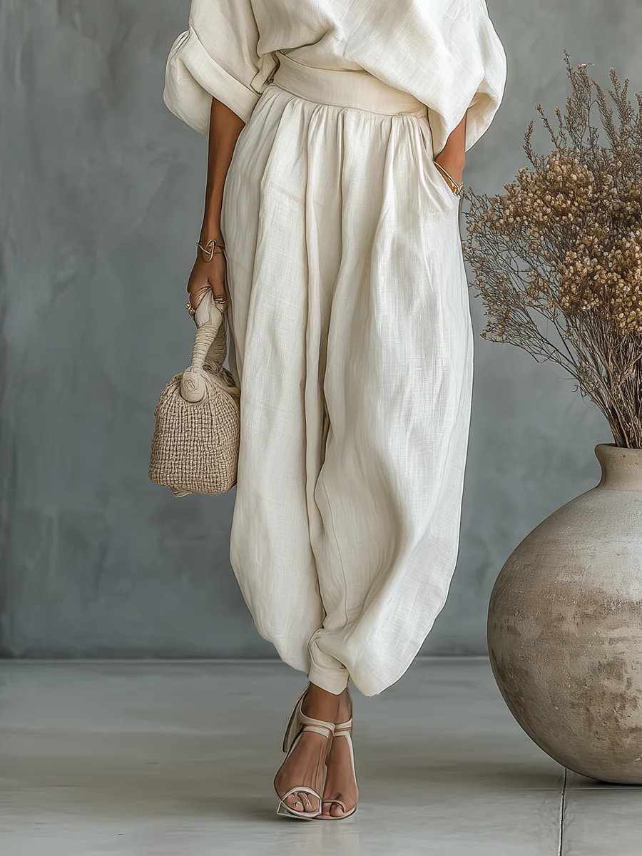 Camila | Off-Shoulder Linen-Look Set