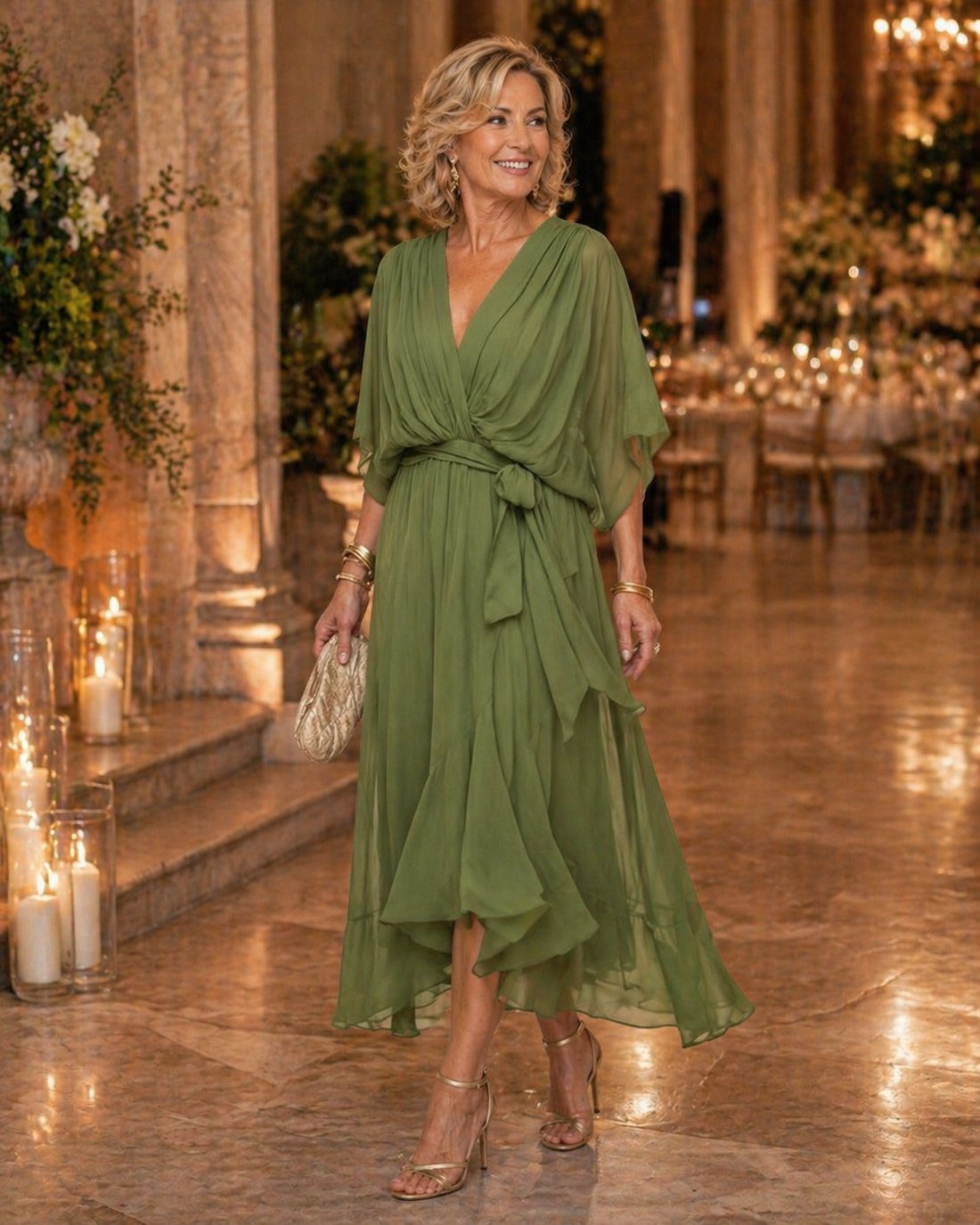Monica | Classic V-Neck Midi Dress